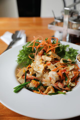 Thai food padthai fried noodle with shrimp