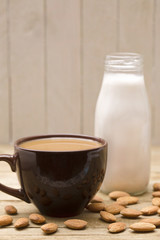 A Cup of Coffee Made with Almond Milk rather than Traditional Cow's Milk