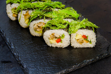 Sushi roll with vegetables. Japanese food. 39