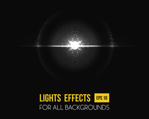 Sunbeam shining through lens, sun light effect