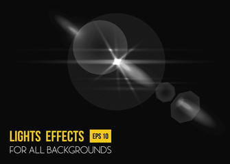 Sunbeam shining through lens, sun light effect