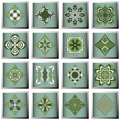 Set of vector design elements. Decorative flowers, abstract logo icons