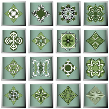 Set of vector design elements. Decorative flowers, abstract logo icons