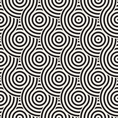 Obraz premium Vector seamless rounded lines texture. Modern geometric circular shape background. Monochrome repeating pattern.