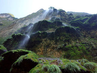 The spectacular Christmas Tree Waterfall in Sumidero Canyon in Chiapas State in southern Mexico