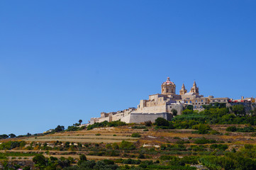 Fototapeta na wymiar Scenic view on historical town of Mdina in Malta at sunny day