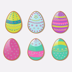 Vector illustration for the Easter holiday. A set of eggs cookie.