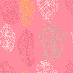 Seamless Bright Spring Palm Leaves Pattern
