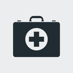 Icono plano botiquin en fondo gris