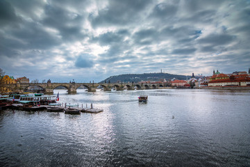 Fototapeta na wymiar Famous Charles Bridge and tower, Prague, Czech Republic