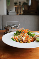 Thai food padthai fried noodle with shrimp