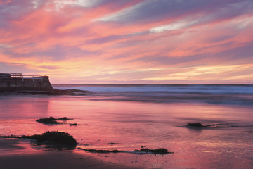 Ocean Beach Sunset Reflection