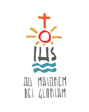 Religious symbols and phrase illustration