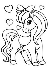 Pony coloring book vector