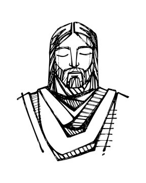 Jesus Christ Face ink illustration