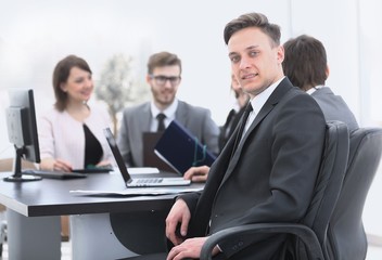 Fototapeta premium business team with a senior Manager in the foreground