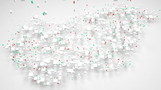 Map of Hungary - Europe | 3d Rendering, mosaic of little bricks - White and flag colors