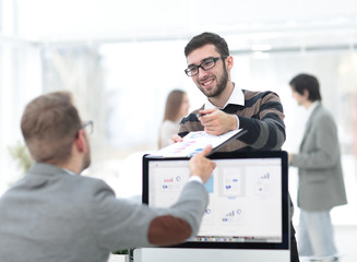 businessman sends the employee a financial document a