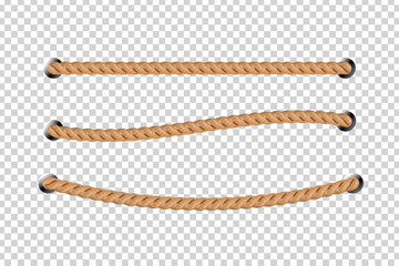 Vector realistic isolated rope for decoration and covering on the transparent background. - obrazy, fototapety, plakaty