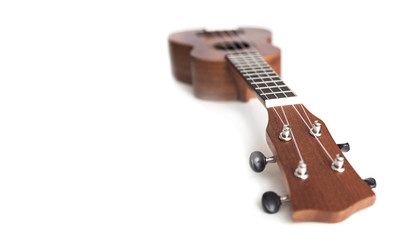 Fototapeta na wymiar The brown ukulele guitar