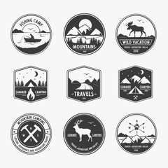 Vector set logo for travel and vacation on white background