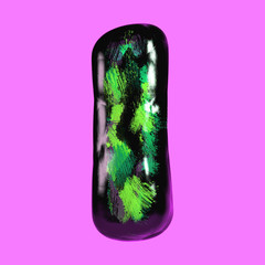 Colorful Pop Font with Vibrant Pastel Splash Paint. Vivid Letter Y. Retro Style Concept. 3D Rendering Isolated .