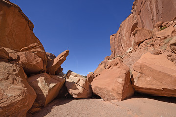 Fototapeta na wymiar Rock Jam in a Desert Canyon