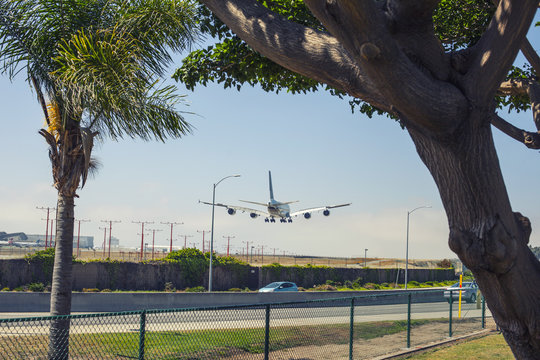Airplane Landing At Los Angeles International Airport