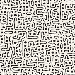 Seamless pattern with maze lines. Monochrome abstract background. Vector hand drawn labyrinth.