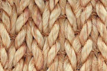 Close up of Hand Woven / Tied Rug Detail, Patterned Sisal, Hemp Background Texture.