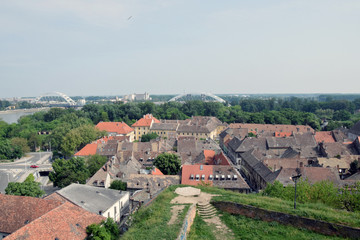 Panorama of Petrovaradin and Novi Sad photographed from the viewpoint in Petrovaradin fortress.