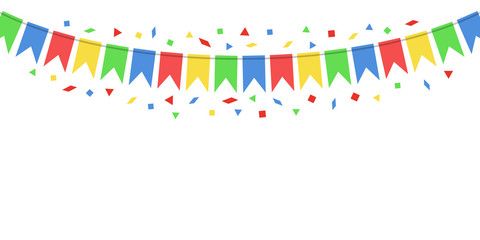 Color hanging flags. Vector illustration