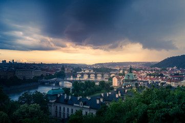 Fototapeta na wymiar An Ominous Storm Bears Down On Prague
