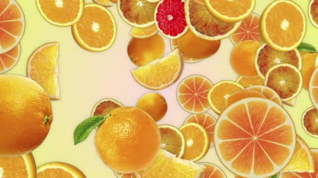 Falling ORANGES Background, Loop, with Alpha Channel, 4k
