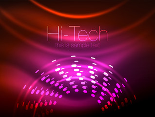 Glowing neon dotted shape abstract background, technology shiny concept design, magic space geometric background