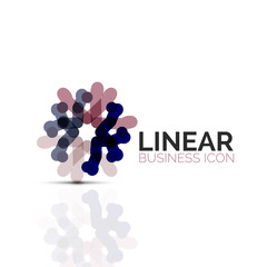 Abstract flower or star, linear thin line icon. Minimalistic business geometric shape symbol created with line segments