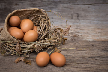 Eggs on wooden floor
