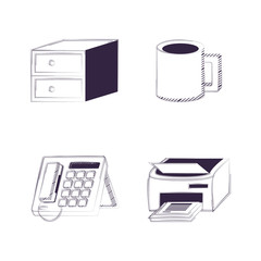 Desk and office supplies design