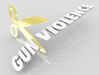 Gun Violence Scissors Cutting Words Reduce Killings 3d Illustration