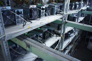 Bitcoin cryptocurrency mining farm