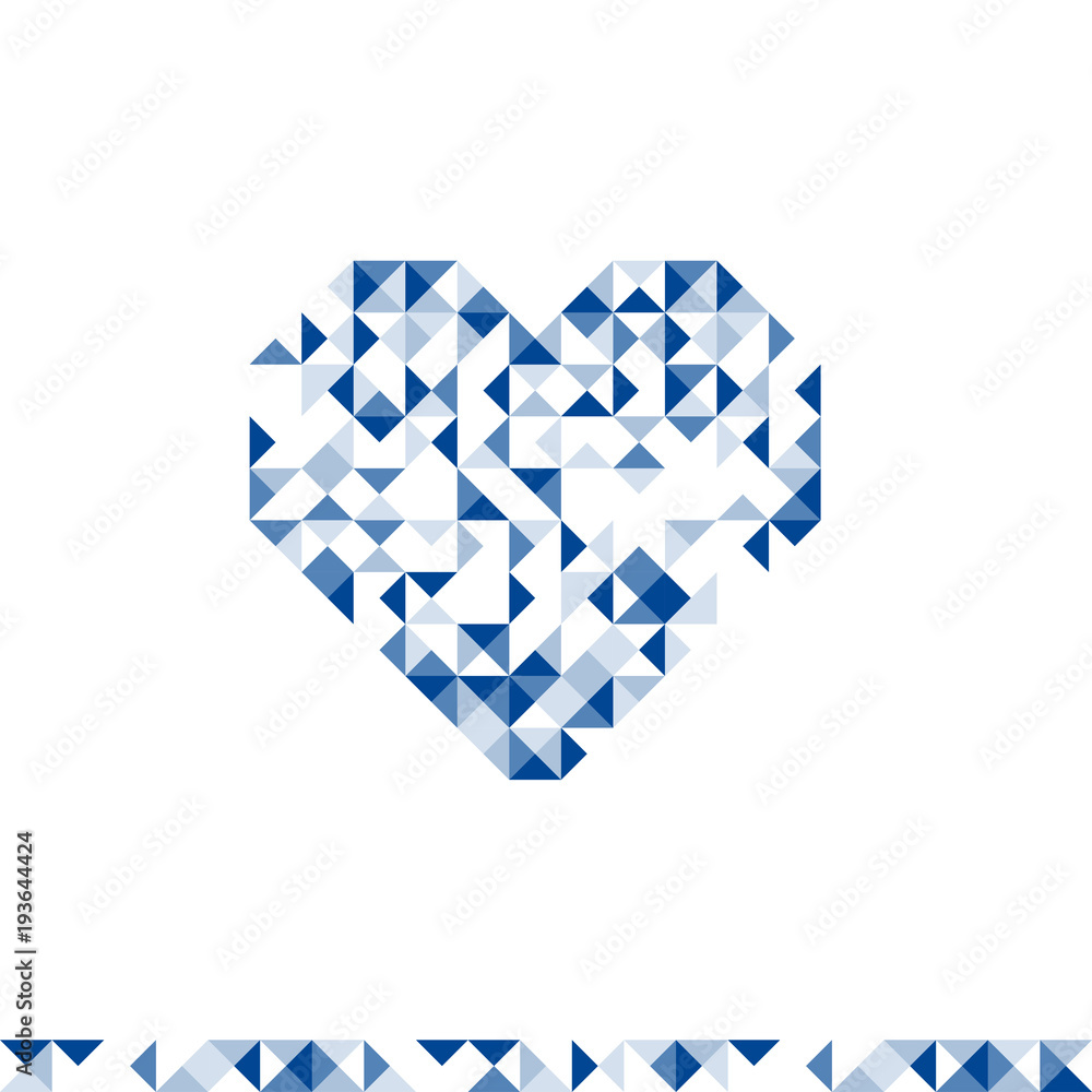 Poster abstract geometric pattern heart symbol shape design dark blue color illustration isolated on white 