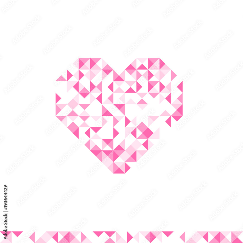Aufkleber abstract geometric pattern heart symbol shape design pink color illustration isolated on white backg