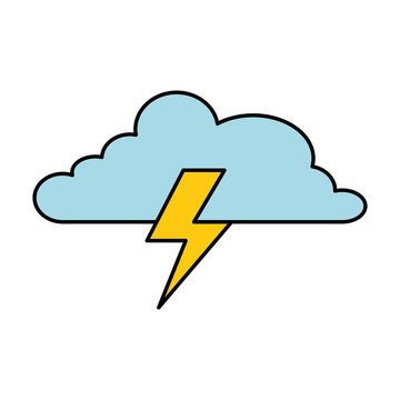 cloud weather with thunder vector illustration design