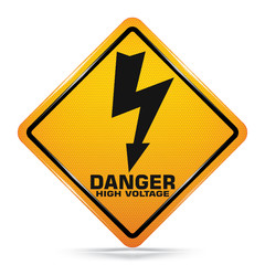 Danger High Voltage signs on white background, Attracting attention,Compulsory, Control ,practice, Security first sign, Idea for graphic,web design,EPS10