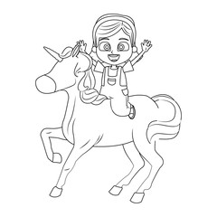 Cute girl on unicorn cartoon vector illustration graphic design