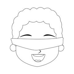 Boy with blinfolded and bat vector illustration graphic design