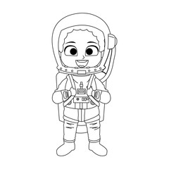 Astronaut girl cartoon vector illustration graphic design