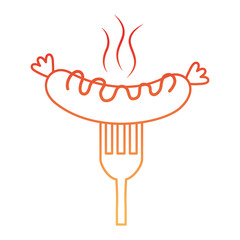 sausage with sauces in fork vector illustration design