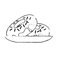 delicious and sweet donut in dish vector illustration design