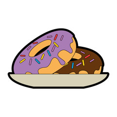 delicious and sweet donut in dish vector illustration design